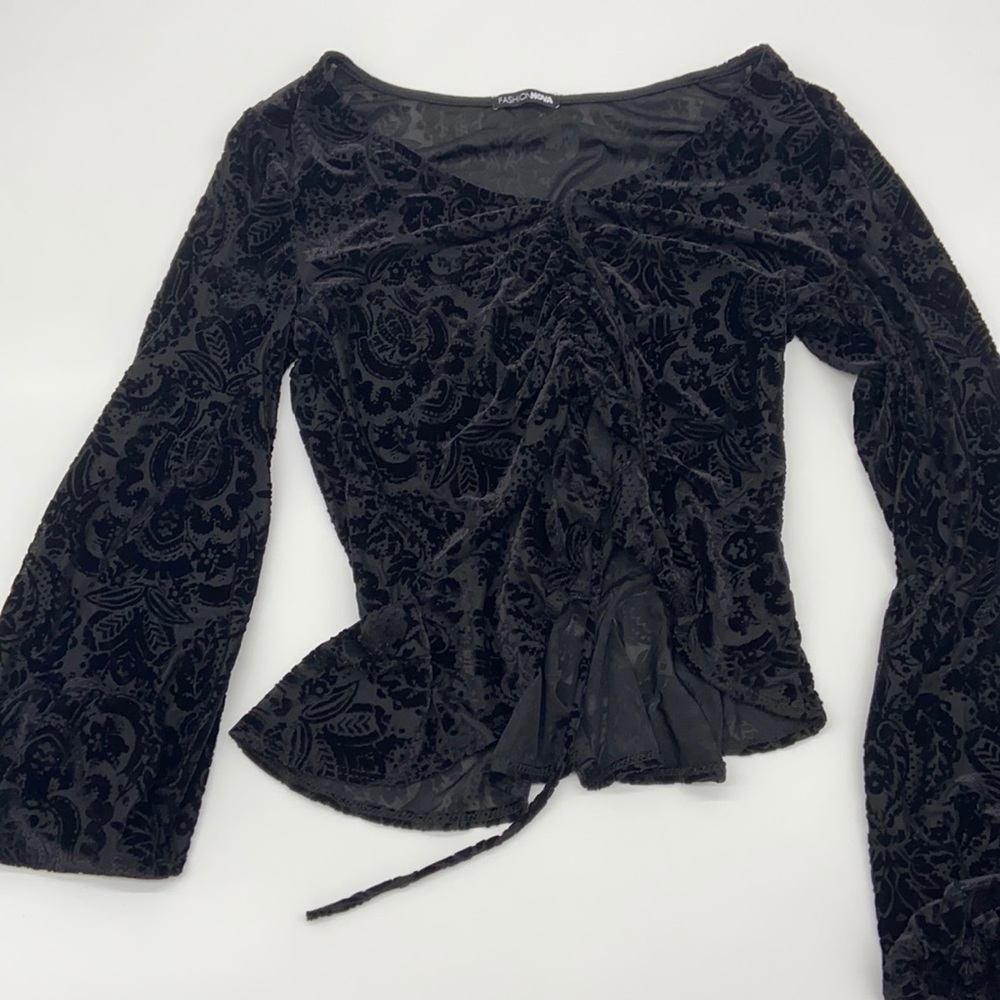 Suede Long Sleeve Crop Top